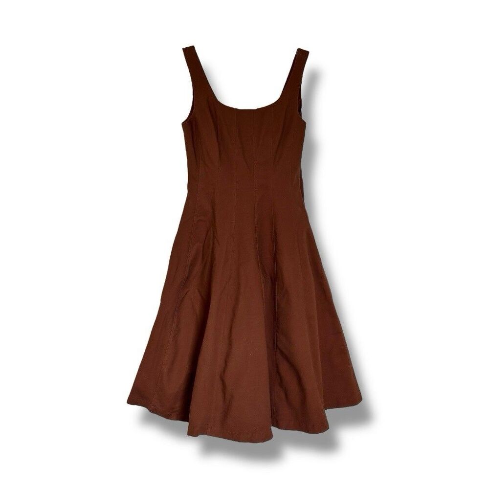 Elie Tahari Sleeveless A Line Dress Retro Classic Minimalist Size 6 Brown